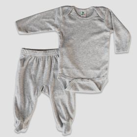 Luxe Baby Footed Pants and Long Sleeve Bodysuit Sets Heather Gray 6 Luxe Baby Footed Pants and Long Sleeve Bodysuit Sets Heather Gray 6