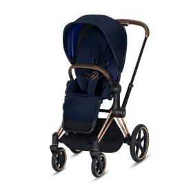 CYBEX Priam 3-in-1 Travel System Rose Gold with Brown Details Baby Stroller â€“ Indigo Blue